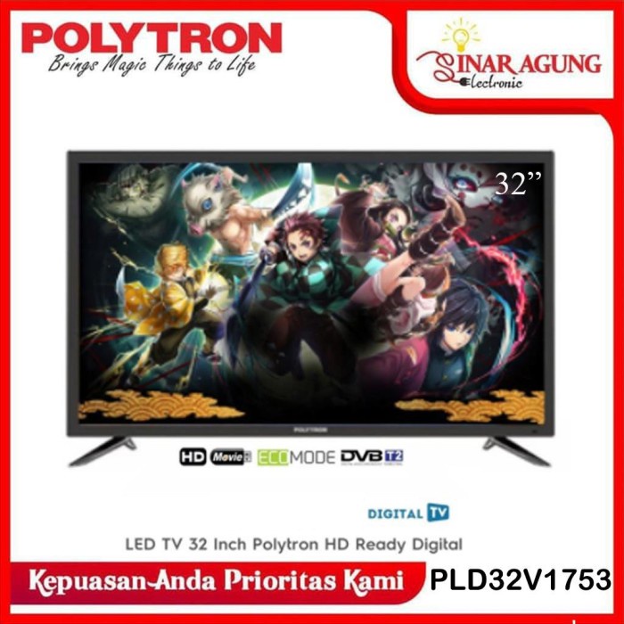 ✨New Polytron Digital Led Tv 32Inch Pld-32V1852 / Pld32V1852 - Resmi Berkualitas