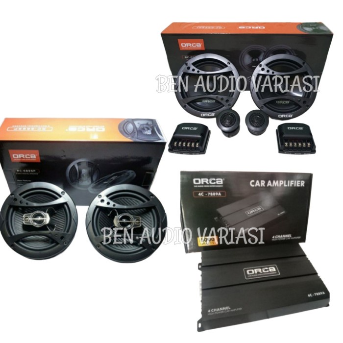 ✅New Ori Orca Paket Audio Mobil Speaker CoaxialSpeaker SplitPower Amplifier Terbaru