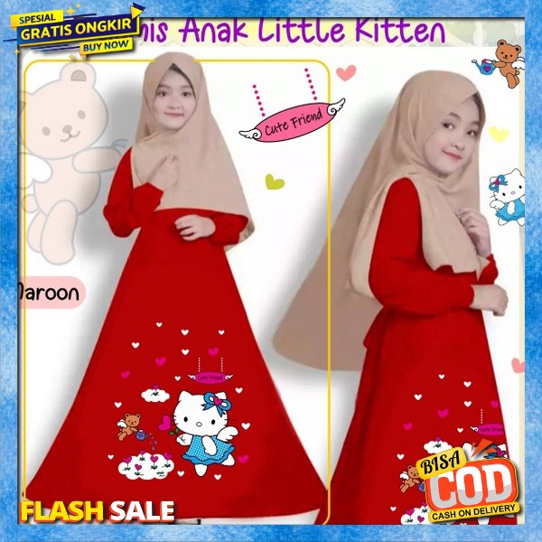 Dres Syarii Kid Deres Syar'I Anak2 Buju Gmis Anaak Elegant Gammis Usia 7-8-9-10-11-12 Tahun Pakean D