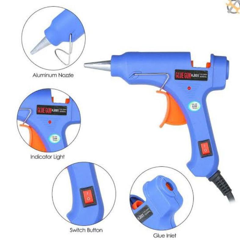 

New Glue Gun 20w Merk Eagle Brand Ori Taiwan On/Off ( BONUS LEM 5 PCS ) - Lem Tembak Warna Putih - !!