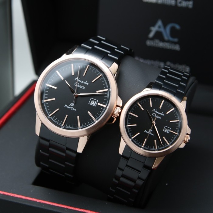 ✨Termurah Jam Tangan Couple Alexandre Christie Ac 1008 / Ac1008 Black Rosegold Terbatas