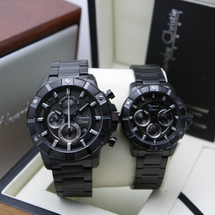 ✨Termurah Jam Tangan Couple Alexandre Christie Ac 6609 Ac6609 Full Black Rt Diskon