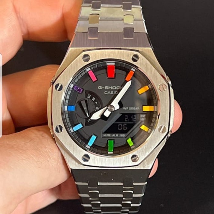 ✨Termurah Casio G-Shock Ga 2100 Steel Silver Original Rainbow Terbatas