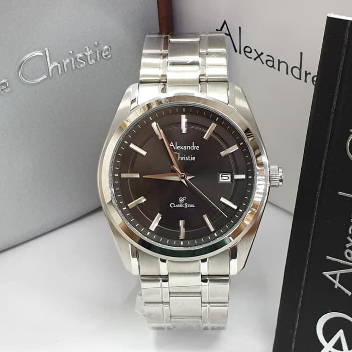 ✨Sale Alexandre Christie 8618Md / Ac8618 Silver Black Original  Garansi Terbaru