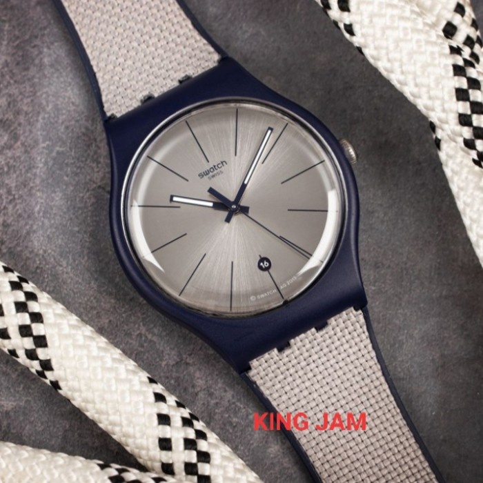 ✨Termurah Jam Tangan Pria Swatch Suon402 Original Grey Cord Limited