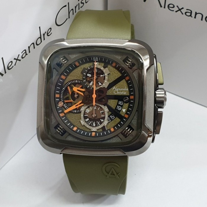 ✨Sale Jam Tangan Pria Alexandre Christie Original Ac6577 Green Grey Terbaru