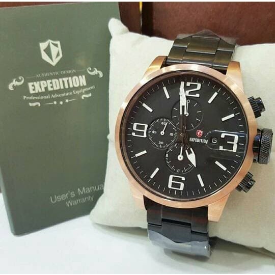 ✨Sale Jam Tangan Expedition E 6386 Pria Rosegold Black Original Berkualitas