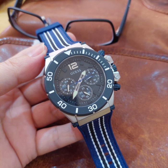 ✨Sale Jam Tangan Pria Guess Gw0415G2 Blue Chronograph Original Diskon