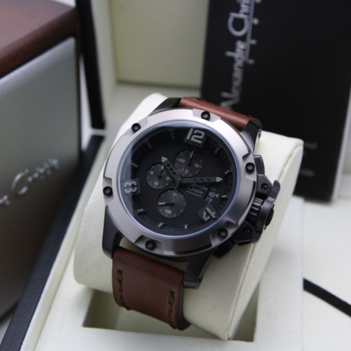 ✨Ready Jam Tangan Pria Alexandre Christie Ac 6295 Mc Original Brown Silver Limited