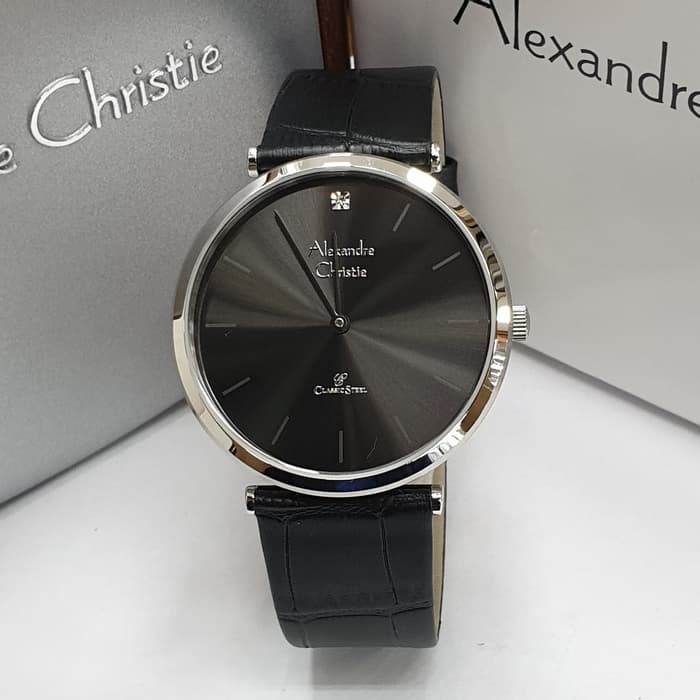 ✨Sale Jam Tangan Pria Alexandre Christie Ac 8577 Silver Black Original Terbatas