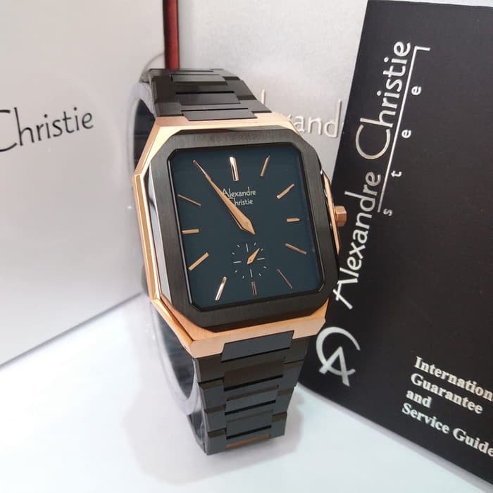 ✨Ready Alexandre Christie Ac 8601 Pria Rosegold Black Original Limited