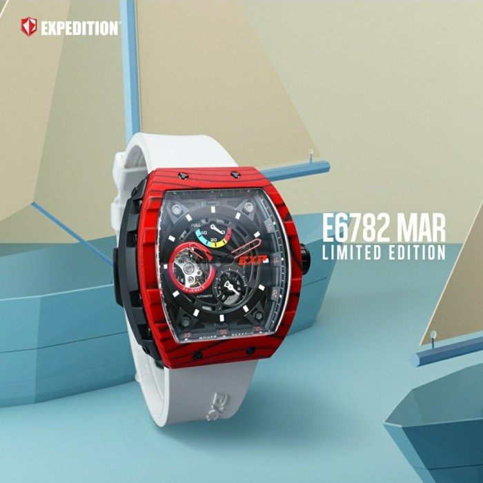 ✨Ready Expedition E6782 E 6782 Automatic Pria Limited Edition. White Red Berkualitas