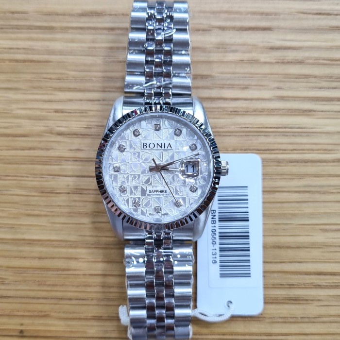 ✨Ready Bonia Bnb10550-1316 Sapphire Silver Patterned Dial Men'S Watch Terbaru