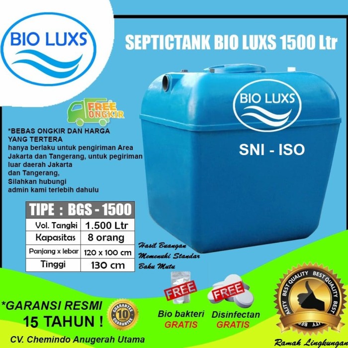 Septictank Biotech,Biofil,Bioluxs,Bionet 1500 Liter