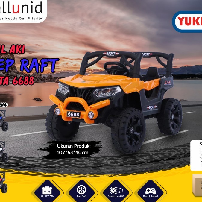 Promo Ban Full Karet Mobil Aki Anak Yukita-6688 6688 Mainan Aki Anak