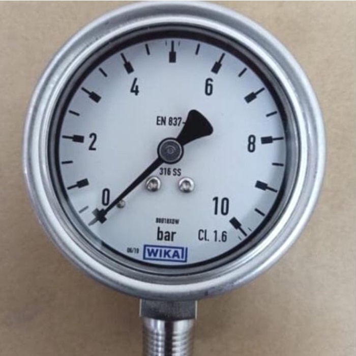 ✅Ready Pressure Gauge Wika 25 Inch Full Ss 0-10 Bar Drat 1/4 Npt Ss Limited