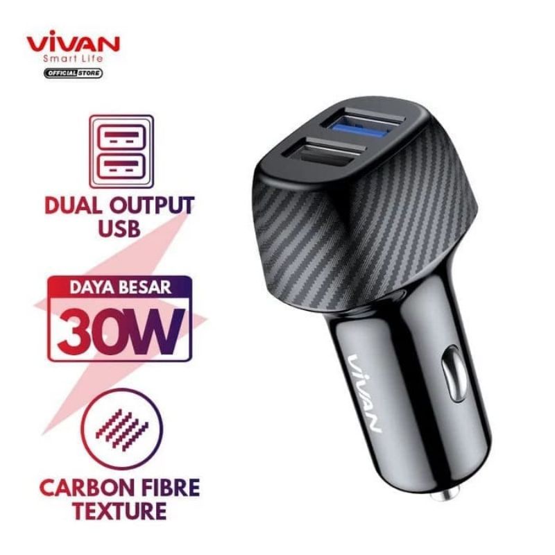 BATAM GROSIR (KAR) CC02Q CAS HP MOBIL VIVAN / CAR CHARGER MOBIL 30W DUAL PORT USB - A 3A QUICK CHARG