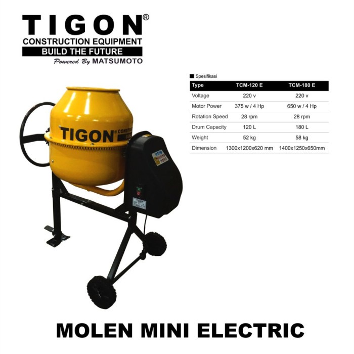✅New Ori Mesin Molen Mini Aduk Semen Tigon Tcm120 / Concret Mixer Tigon 120 Berkualitas