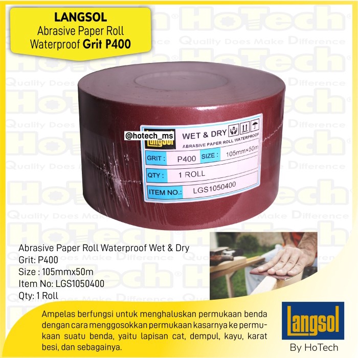 ✅New Kertas Amplas Roll  Langsol  Abrasive Cloth Roll Waterproof P400/5R Terbaru