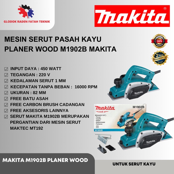 [Original] Makita M1902B Mesin Serut Kayu Planer Serut Kayu Makita M1902B Diskon