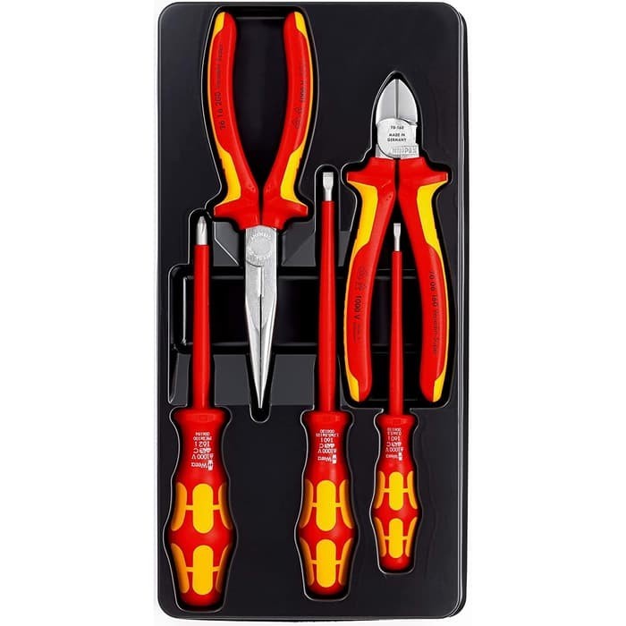 [Original] Tang  Obeng Listrik 00 20 13 Knipex Tool Set Vde 5 Piece Terbaru