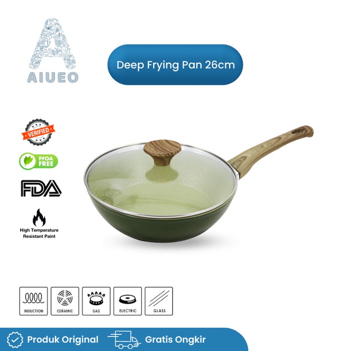 [Baru] Aiueo Deep Frying Pan 26Cm Keramik Stainless Kramik Deep Fry Pan Terbatas
