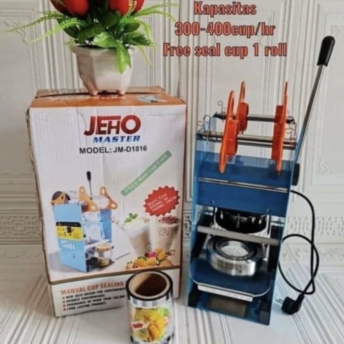 ✨Termurah Jeho Sealing Machine Mesin Cup Sealer Press Glass Free 1 Roll Plastik Terbatas