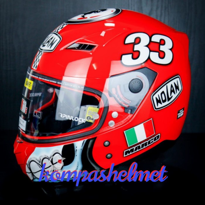 ✨Termurah Helm Nolan N605 Marco Melandri #77 Se  Corsa Red  Ita Singel Visor Terbatas