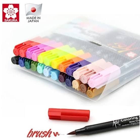 

Gaya Sakura Koi Coloring Brush Pen Set 24 Color Warna / Spidol Kuas Murah