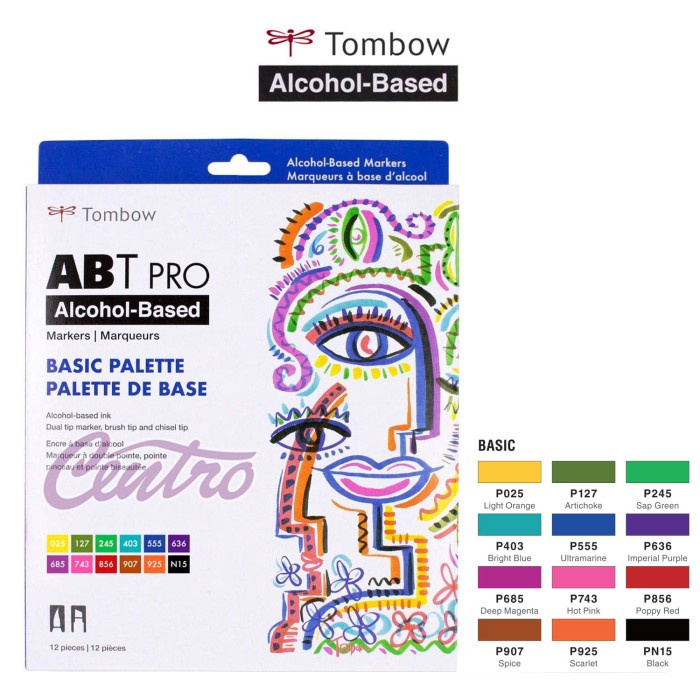 

Gaya Tombow Abt Pro Basic Palette Art Markers Set 12 Dual Tip Brush Pen