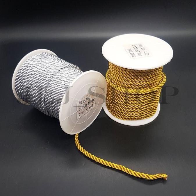 

Tali kur tambang 5mm gold/silver /untuk tali craft tali souvernir dll OS17