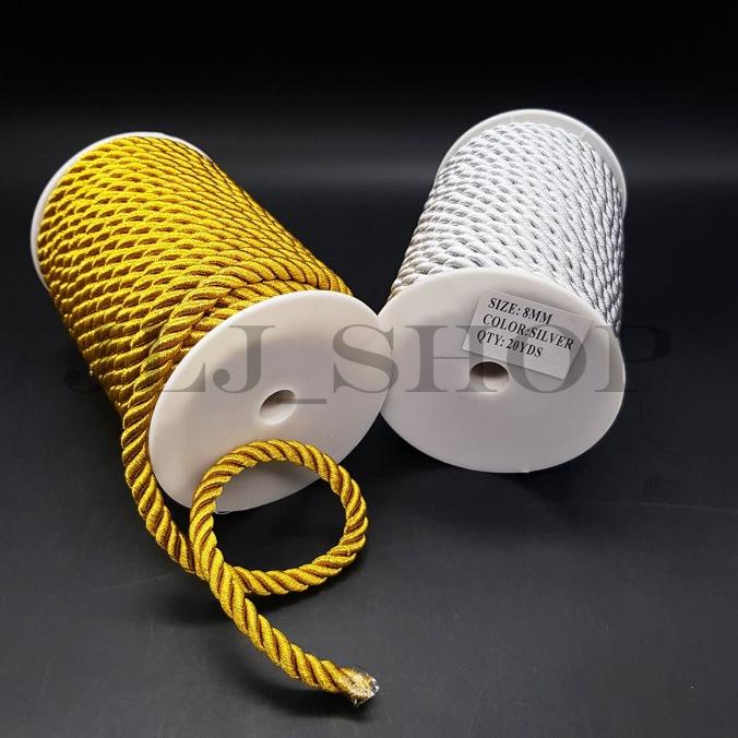 

Tali kur tambang 8mm gold/silver /untuk tali craft tali souvernir dll OS17