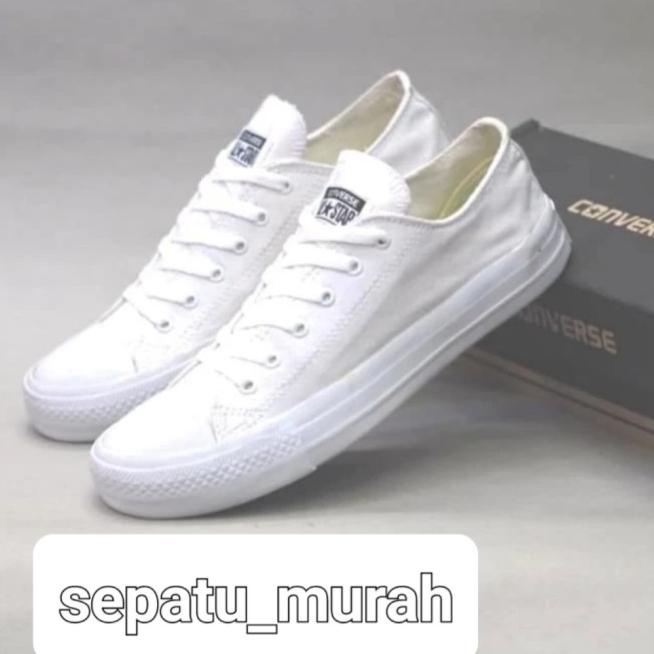 sepatu putih polos pria casual converse putih polos ukuran 36 -45 Premium