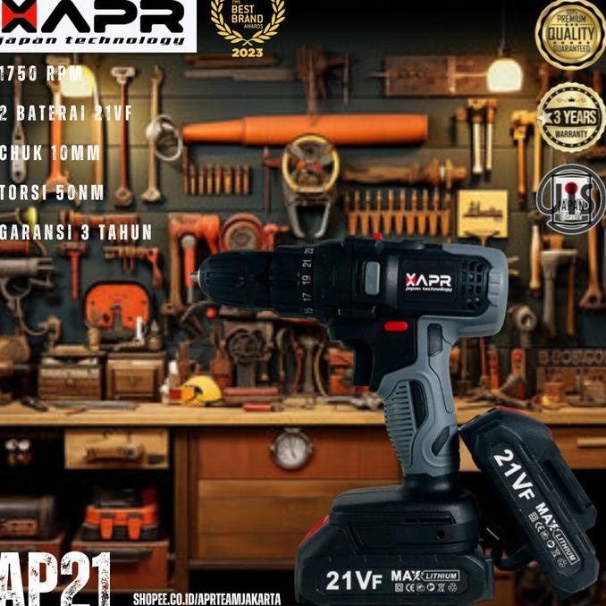 MESIN BOR BATERAI MAKTEC X APR JAPAN AP21 2 BATERAI 21VF CHUK 10 MM RIBKAMASYA0