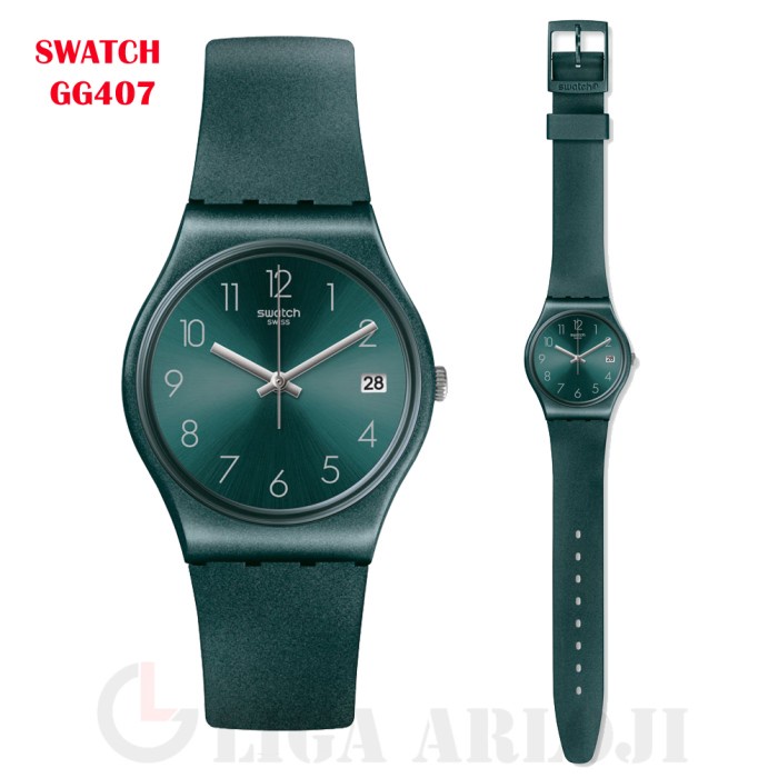 SWATCH GG407 JAM TANGAN WANITA ANALOG RUBBER HIJAU SWISS MADE ASHBAYA
