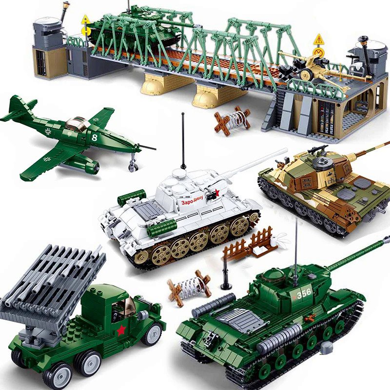 World War 2 Tangki Kendaraan Militer T34 Model Truk Pesawat Panzer Blok Bangunan WW2 Gean Soviet Ay 