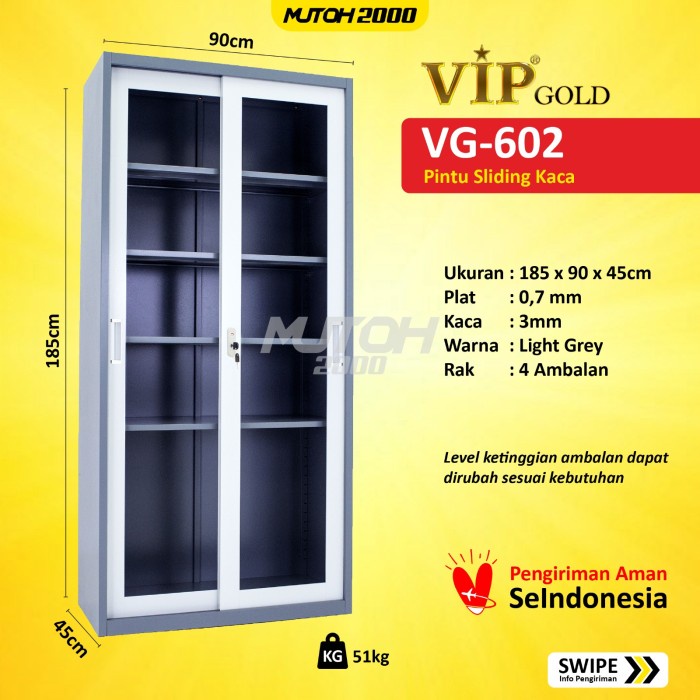 

VIP STAR VS-602 LEMARI ARSIP BESI PINTU SLIDING KACA