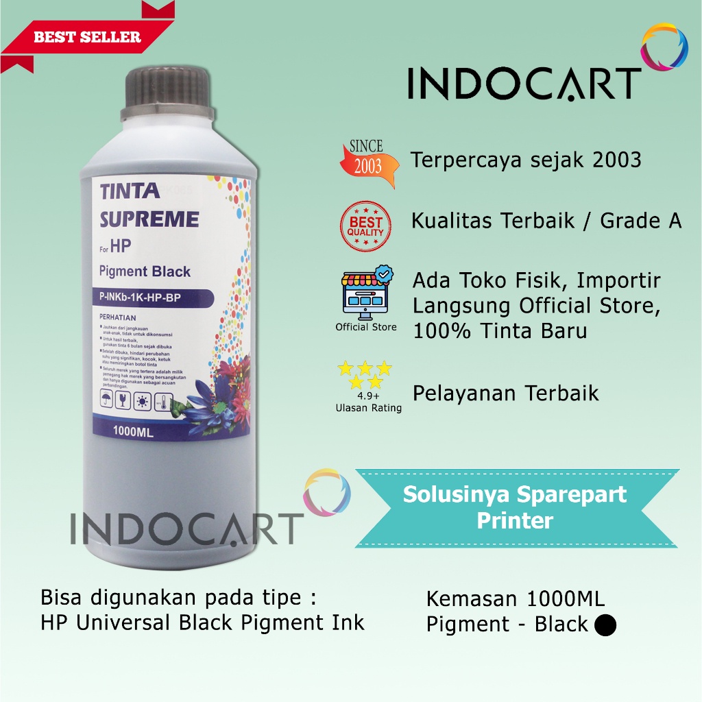 Indocart Tinta Refill Printer Hp-Pigment Ink-Bla-1Kg