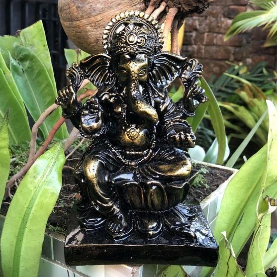 Patung Ganesha Gold sedang PATUNG GANESHA/GANESHA MINI/GANESHA STATUE/PATUNG DEWA/GANESHA