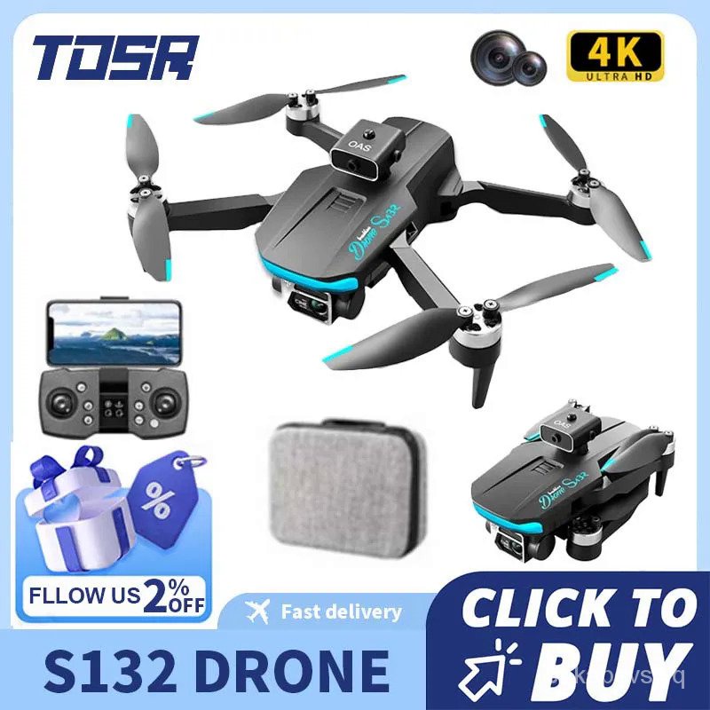 KBDFA S132 Drone Mini GPS Kamera Ganda 8K, Mainan Pesawat Quadcopter Profesional Helikopter Motor Ta