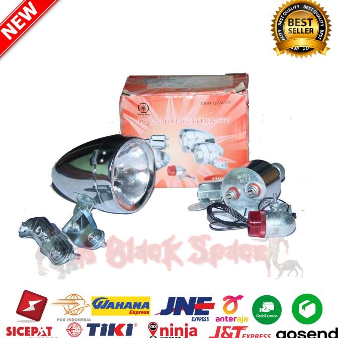 Lampu Depan Fullset Sepeda Ontel DYNAMO LIGHTING SET kuno Murah Meriah