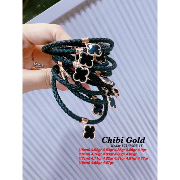 CHIBIGOLD - Gelang tangan Cuban Tali  & VC Italy emas 750 kadar 17k