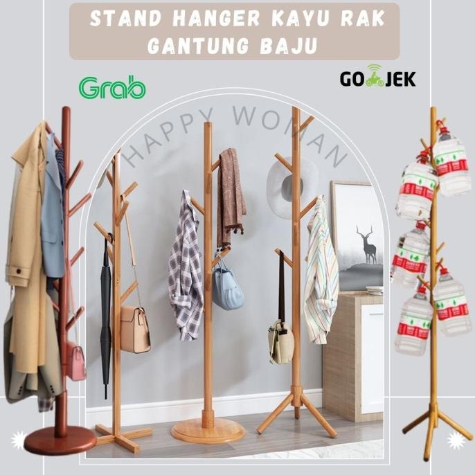 Stand Hanger Kayu Rak Gantung Baju Hanger Baju Kayu Gantungan Topi
