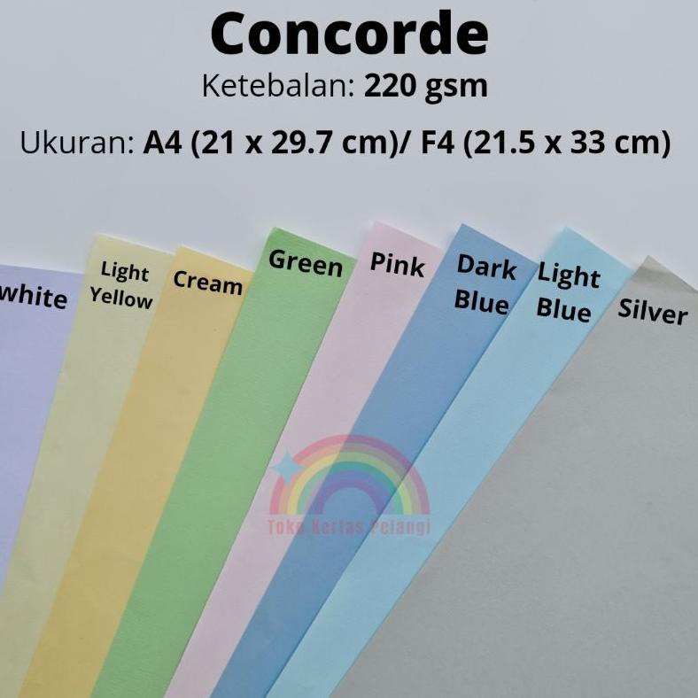 

Terlaris Kertas Karton Concorde 220gsm isi per 50 pcs ukuran A4 / F4