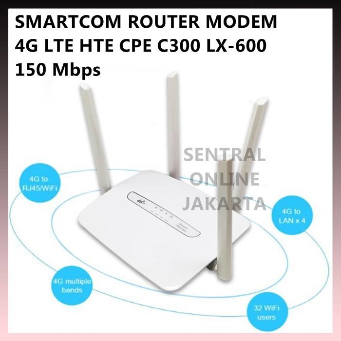 SMARTCOM ROUTER MODEM WIRELESS 4G LTE WIFI HTE CPE C300 LX-600 150MPBS