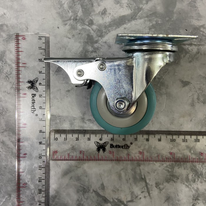 Roda Caster Karet Rem 2 inch / Roda Troli / Roda Kastor Hijau (REM )