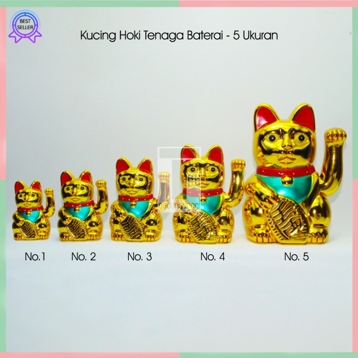 Patung Kucing Hoki Keberuntungan Rejeki Lucky Cat Maneki Neko Baterai