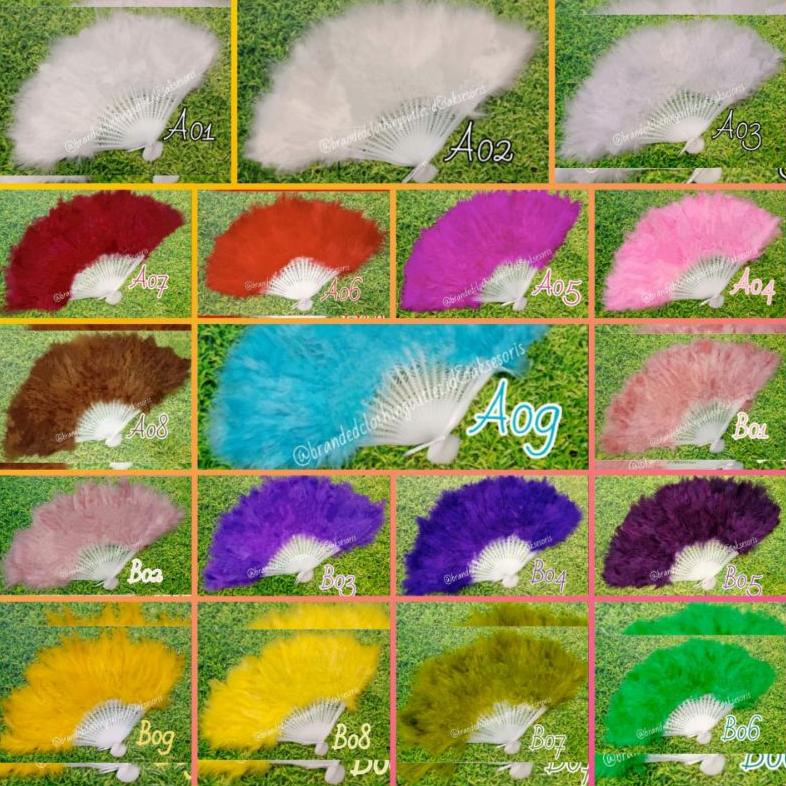 Diskon Besar Kipas Bulu Klasik Import Premium (18Warna) / Kipas Tangan Bulu Gaya China & Jepang / Ki