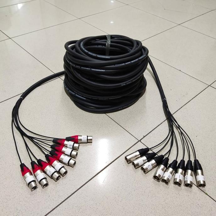 Snake Kabel isi 8 Komplit + Konektor Jack XLR Male-Female 3 Meter