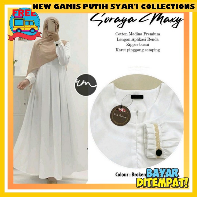 Cod Shaima Dress / Gamis Putih / Gamis Terbaru 2023 /Gamis Bordir Cantik / Baju Gamis / Best Seller 